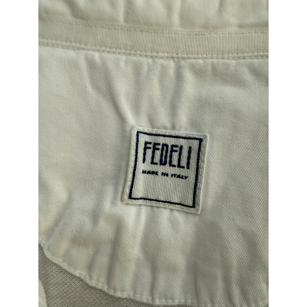 Fedeli Men's White Short Sleeves Button Up Dusty Terry Polo Shirt Size 50 - Picture 2 of 6